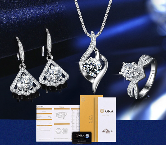 No.014 S925 1crt VVS Color D level EX cut Moissanite Jewelry Set