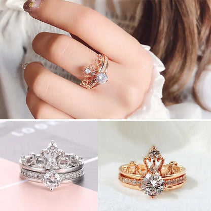 Regal Splendor - Crown Ring Set (925 Sterling Silver)